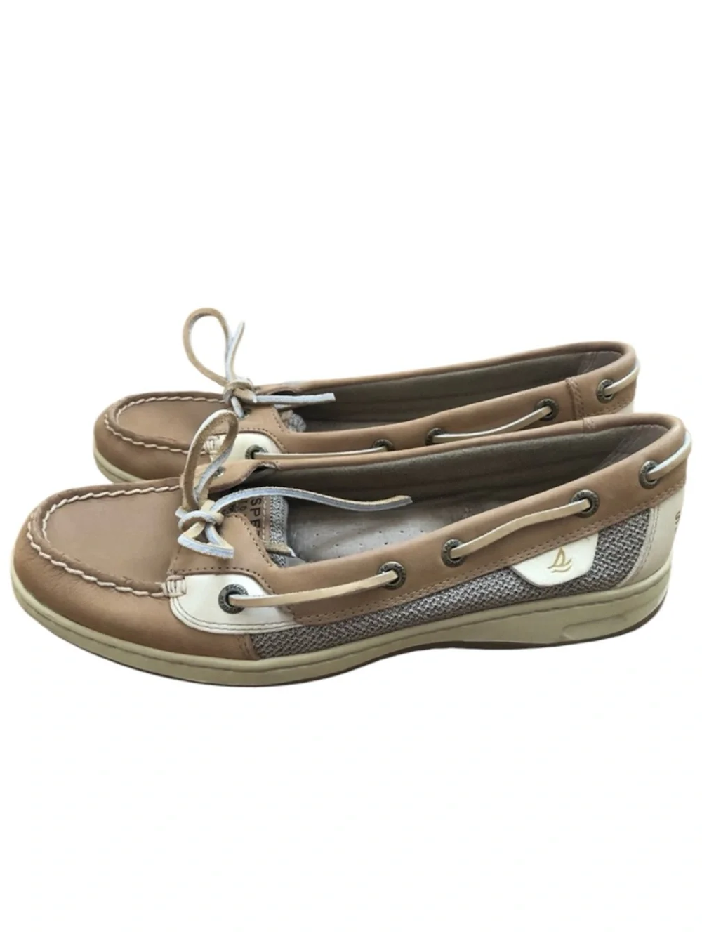 Sperry Top-Sider Leather Boat Shoes Tan Woven Loafers Women’s 7.5